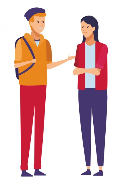atuendo casual pareja hablar