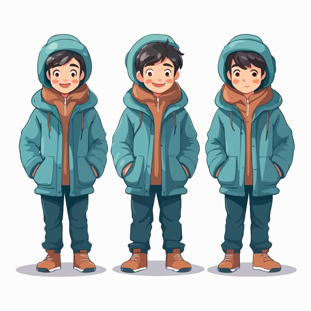 Vector el atuendo de moda para el hombre para el clima frío