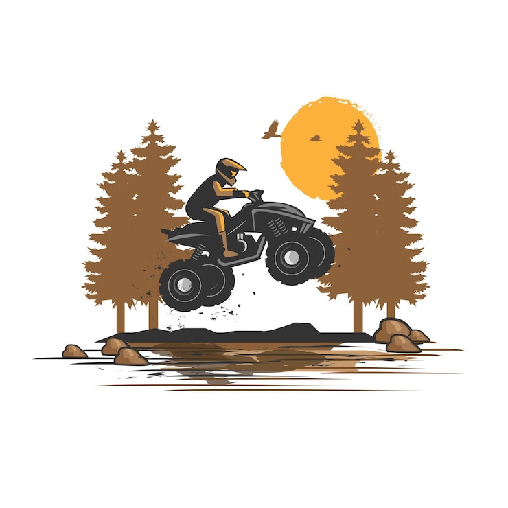 ATV deportivo saltando de la carretera