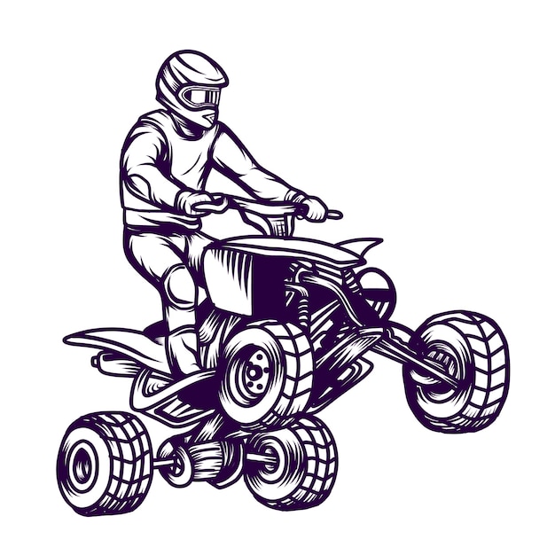 Vector atv rider haciendo freestyle trick icon logo vector ilustración