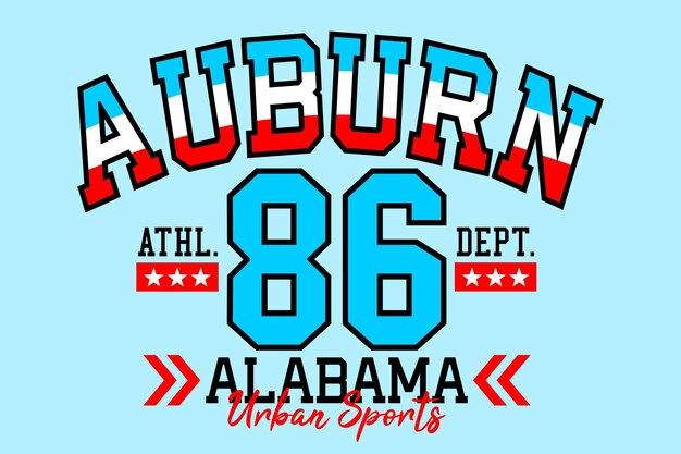 Auburn Alabama 86 diseño de tipografía vintage