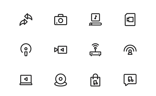 Audio Icon Pack Ilustraciones escalables para podcasting de películas musicales y necesidades de creación de contenido