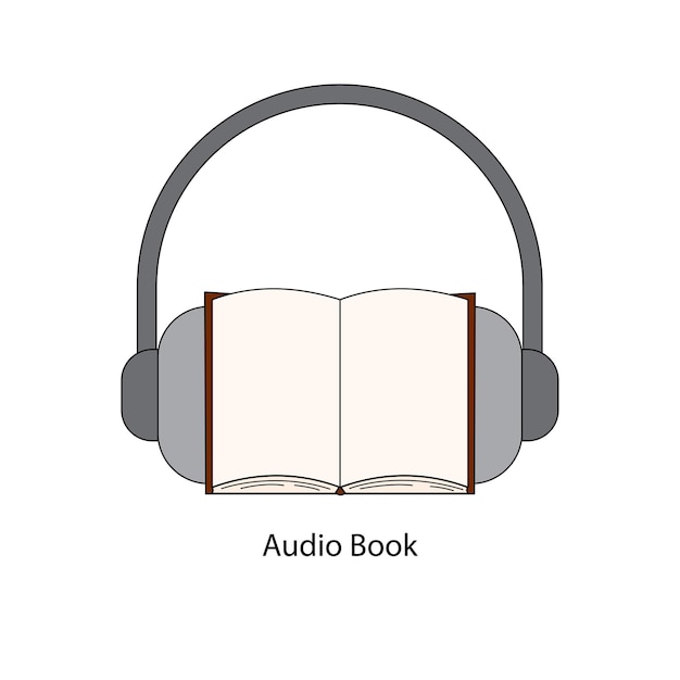 Audio libro. Grabación de audio de voz de podcast. Concepto de educación. ilustración vectorial