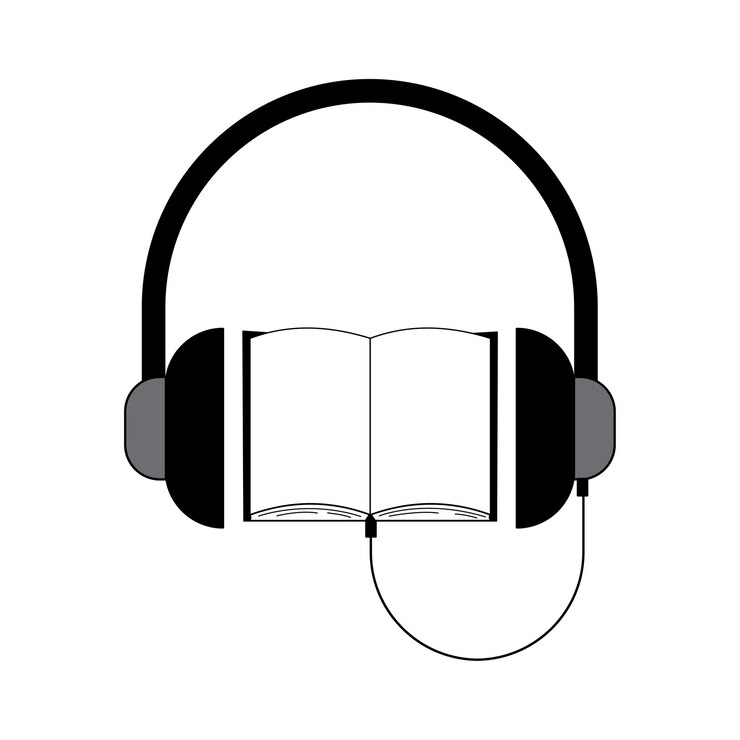 Vector audio libro. grabación de audio de voz de podcast. concepto de educación. ilustración vectorial