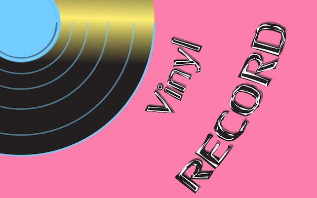 Vector el audio musical es un viejo disco de vinilo antiguo retro hipster y un disco de vinilo de inscripción