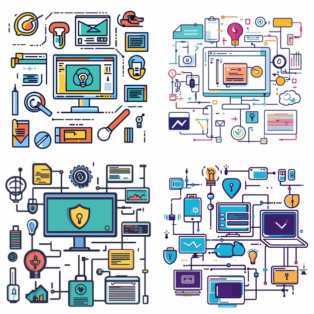 Auditorías de seguridad de las tecnologías de la información diseño vectorial plano
