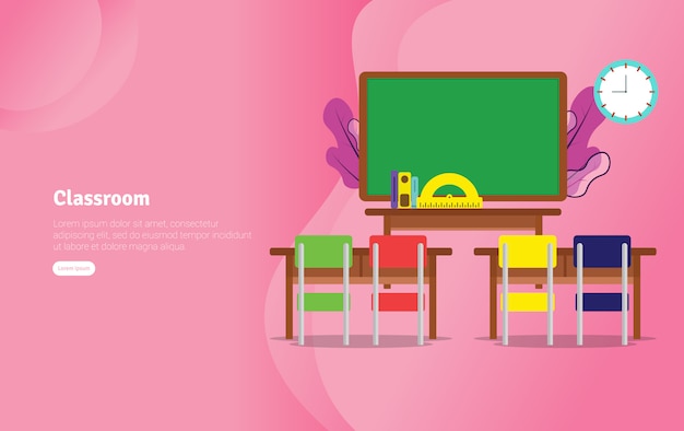 Vector aula concepto educativo ilustración banner