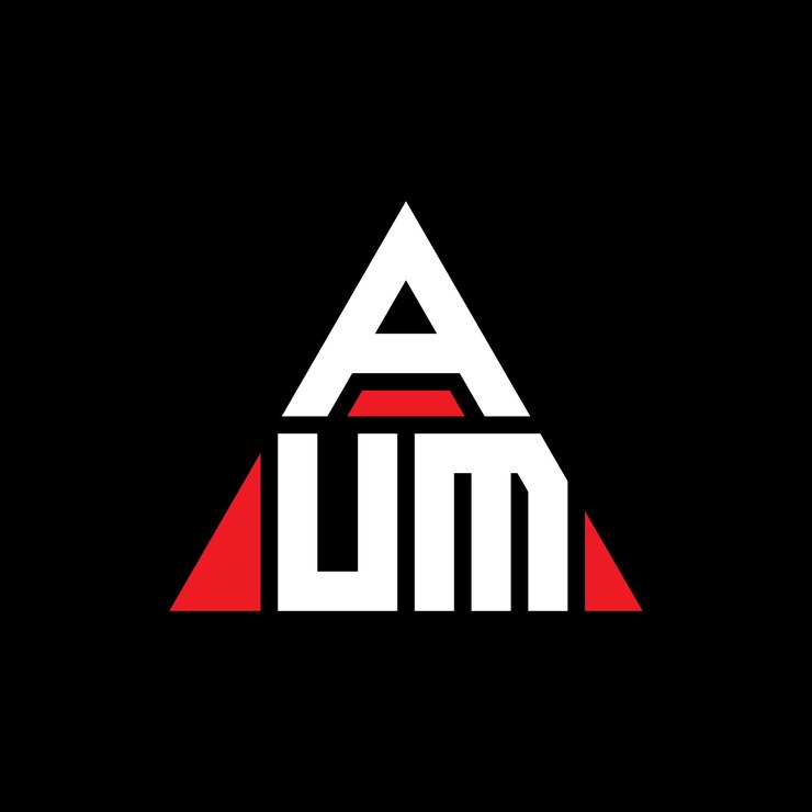 Vector aum diseño de logotipo de letra triangular con forma de triángulo aum diseño del logotipo triangular monograma aum triángulo vectorial plantilla del logotipo con color rojo aum logotipo triangle sencillo elegante y lujoso