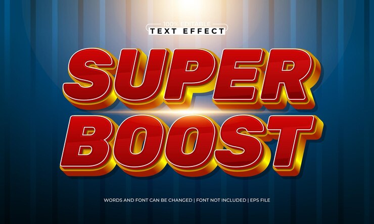 Vector aumentar el efecto de texto súper editable con un héroe y un estilo de super texto