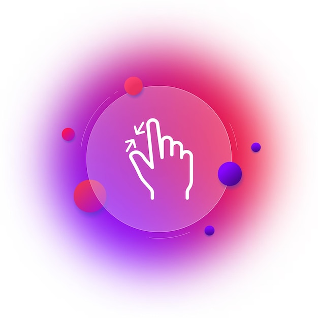 Aumentar icono de línea Gesto de la mano página voltear clic presionar sensor de panel táctil Concepto táctil Estilo de morfismo de vidrio Icono de línea vectorial para Negocios y Publicidad