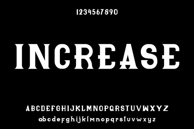 AUMENTAR Vector de fuente de visualización sans serif elegante condensada moderna y plantilla