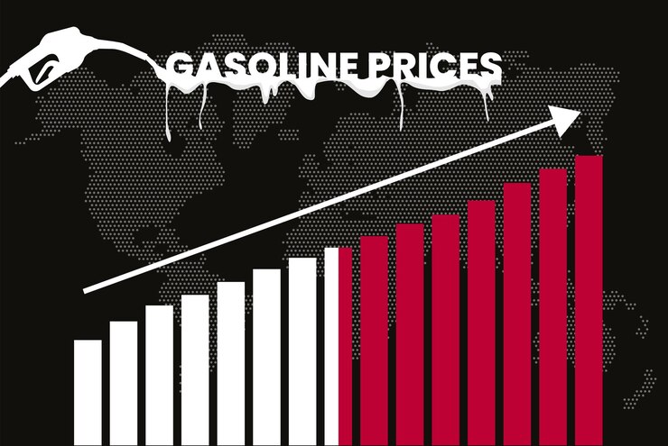Vector aumento de los precios de la gasolina en malta gráfico de barras valores crecientes idea de banner de noticias