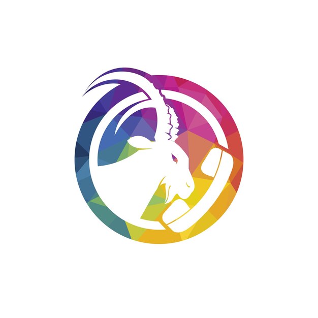 Auricular con plantilla de diseño de logotipo de vector de icono de cabra