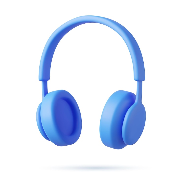 auriculares 3D con dinámica para escuchar música en voz alta disfrutando del icono de la plantilla de sonido de audio aislado en fondo blanco representación 3D ilustración vectorial