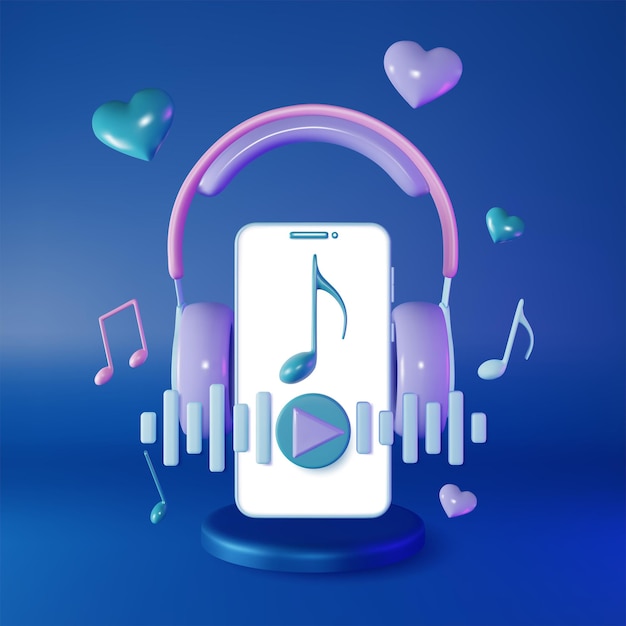 Auriculares 3D y teléfonos inteligentes Plasticine Vector de estilo de dibujos animados