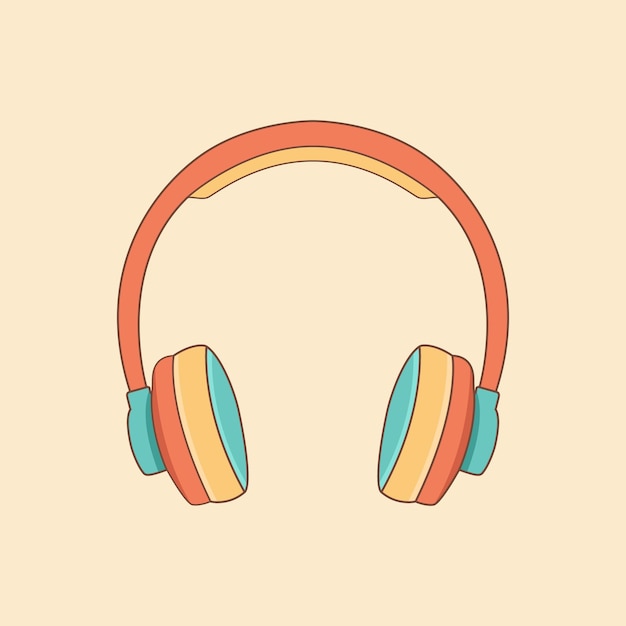 Auriculares 80s 90s Música Tecnología Estilo Vintage Ilustración Vectorial