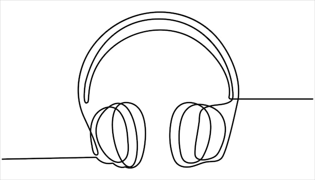 Auriculares, altavoces, auriculares y auriculares con dibujo continuo de una línea