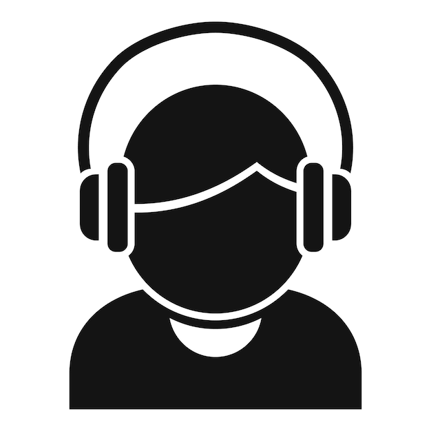 Auriculares audiolibro icono simple vector Formación de personas Educación digital