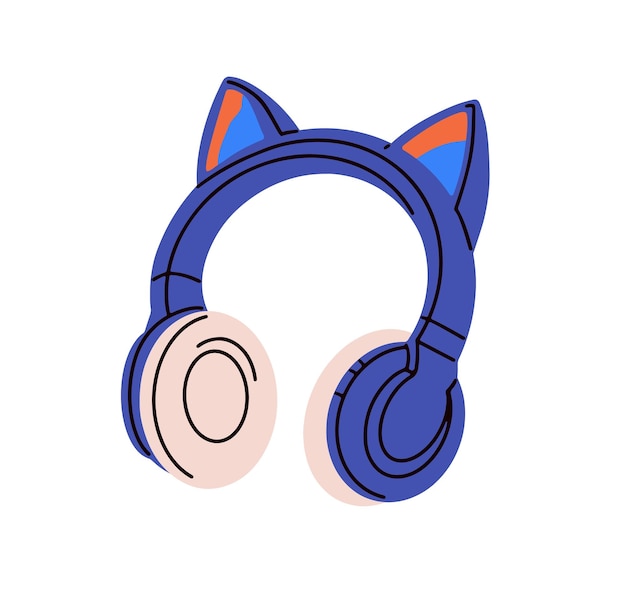 Auriculares con catering Auriculares inalámbricos sin cable de diseño moderno Accesorio de música para dispositivos de audio Equipo de sonido electrónico Ilustración vectorial plana aislada sobre fondo blanco