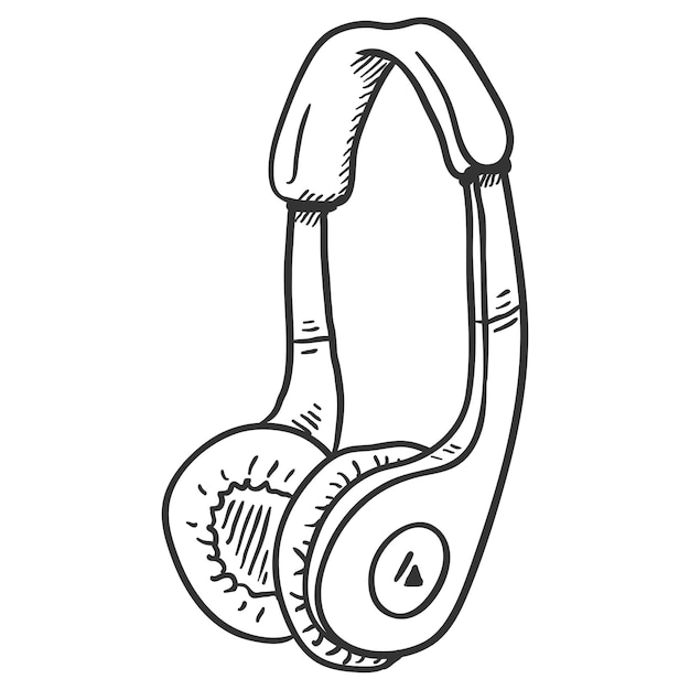 Auriculares circumaurales de boceto único vectorial