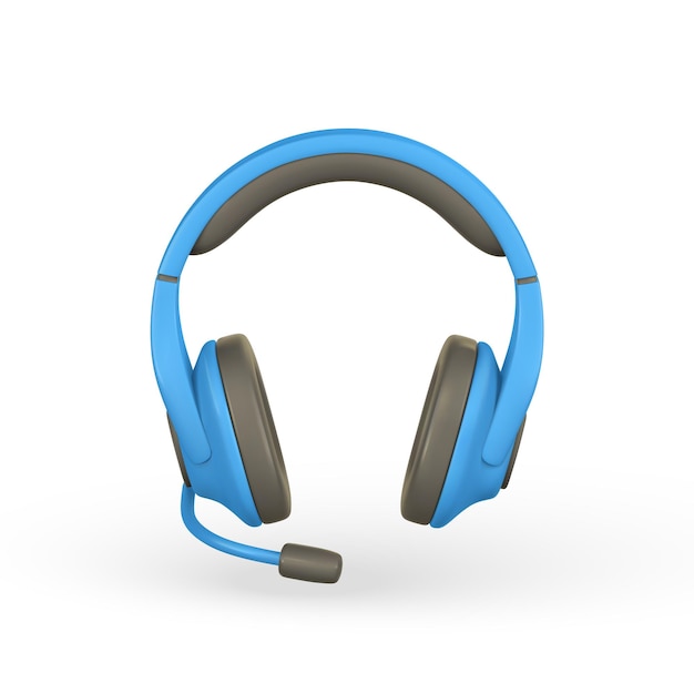 Auriculares de color realistas 3d en estilo de dibujos animados de plástico Ilustración vectorial