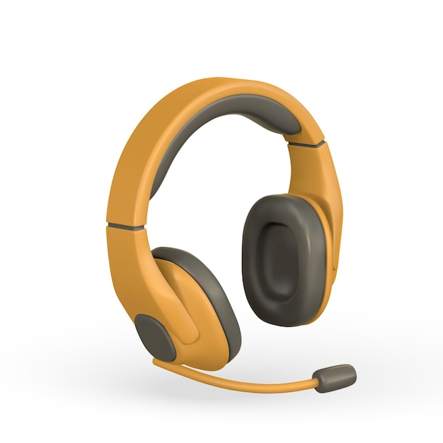 Auriculares de color realistas 3d en estilo de dibujos animados de plástico Ilustración vectorial