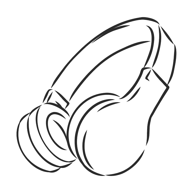 Auriculares dibujados a mano dibujo ilustración de vector de música