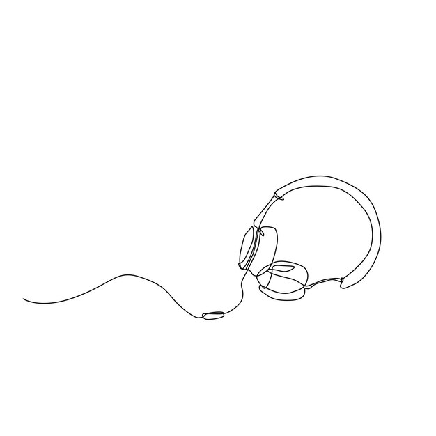 Auriculares de dibujo de línea continua