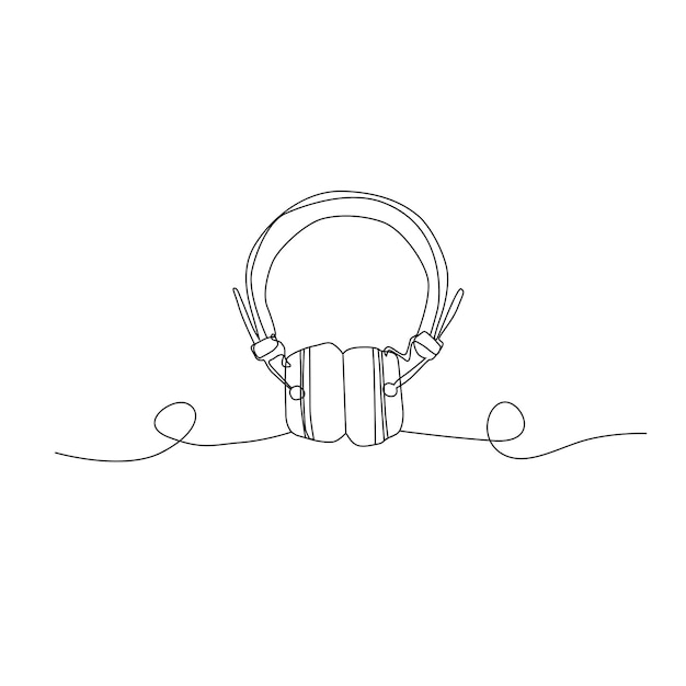 Auriculares de dibujo de línea continua