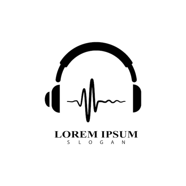 Auriculares DJ Music Studio Grabación de música Logo concepto onda de sonido Soundwave Logo Design