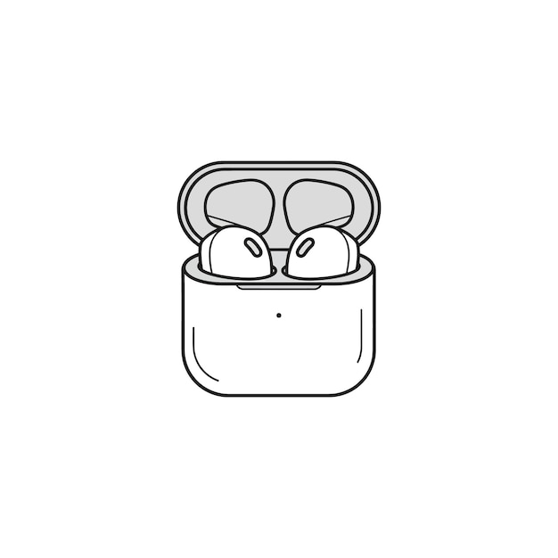 Auriculares inalámbricos en caja de carga ilustración vectorial plana con estilo de diseño moderno