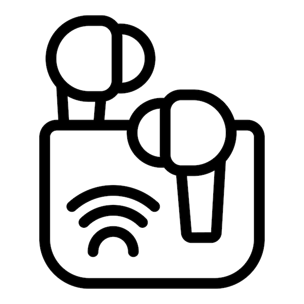 Auriculares inalámbricos cargando en el icono de la caja que muestra tecnología moderna