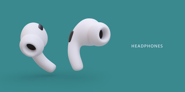 Vector auriculares internos inalámbricos blancos dispositivo para escuchar música