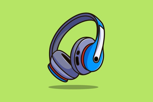 Auriculares para jugadores, ilustración de vector de concepto de música. Diseño de estilo de dibujos animados de auriculares deportivos.