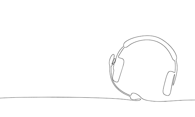 Auriculares con micrófono Arte de línea centro de llamadas ilustración vectorial Concepto de esquema centro de llamadas
