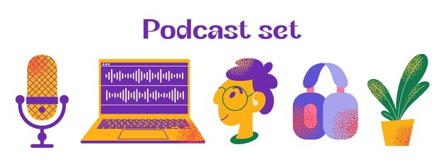 Auriculares micrófono portátil ecualizador de habla burbujas conjunto de grabación de podcast
