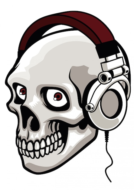 Auriculares de música con calavera