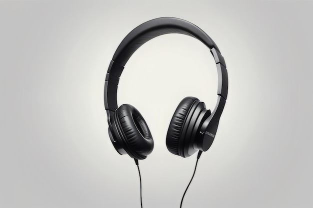 Vector auriculares negros en el fondo blanco equipo musical auriculares oscuros en el fondo branco