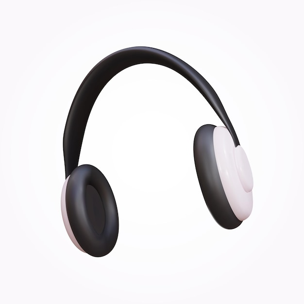 Vector auriculares negros. ilustración de vector realista 3d de auriculares aislado sobre fondo blanco.