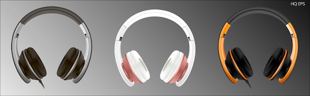 Auriculares realistas de alta calidad. vector de auriculares