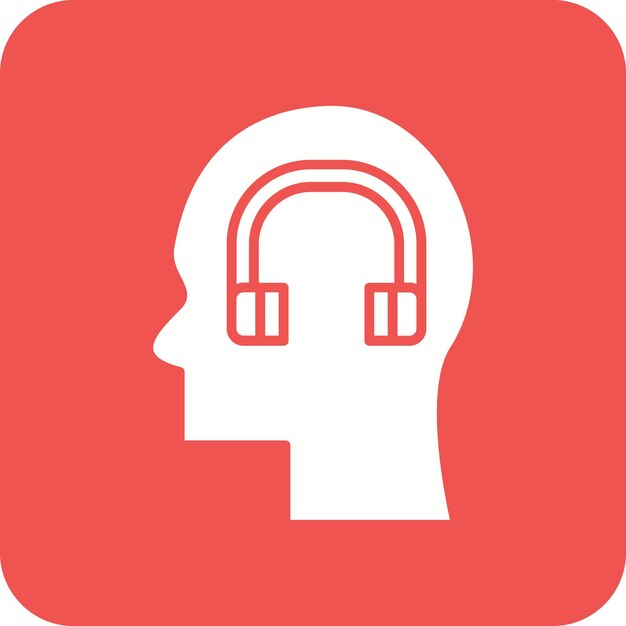 auriculares sobre un fondo rojo con un cuadrado naranja