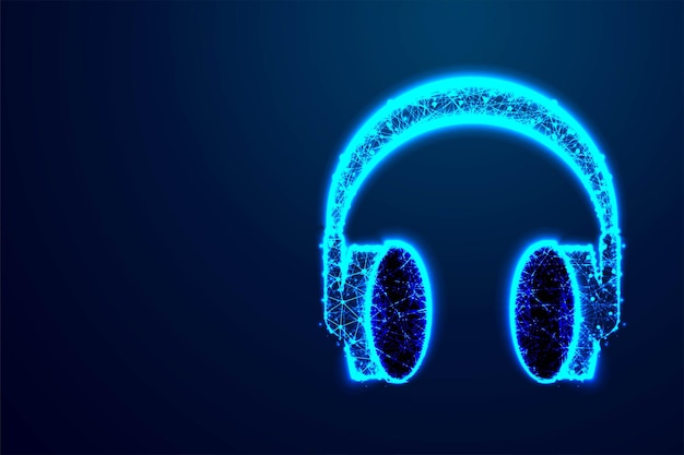 Auriculares para soporte o servicio Diseño abstracto de estructura alámbrica de baja poli Ilustración vectorial