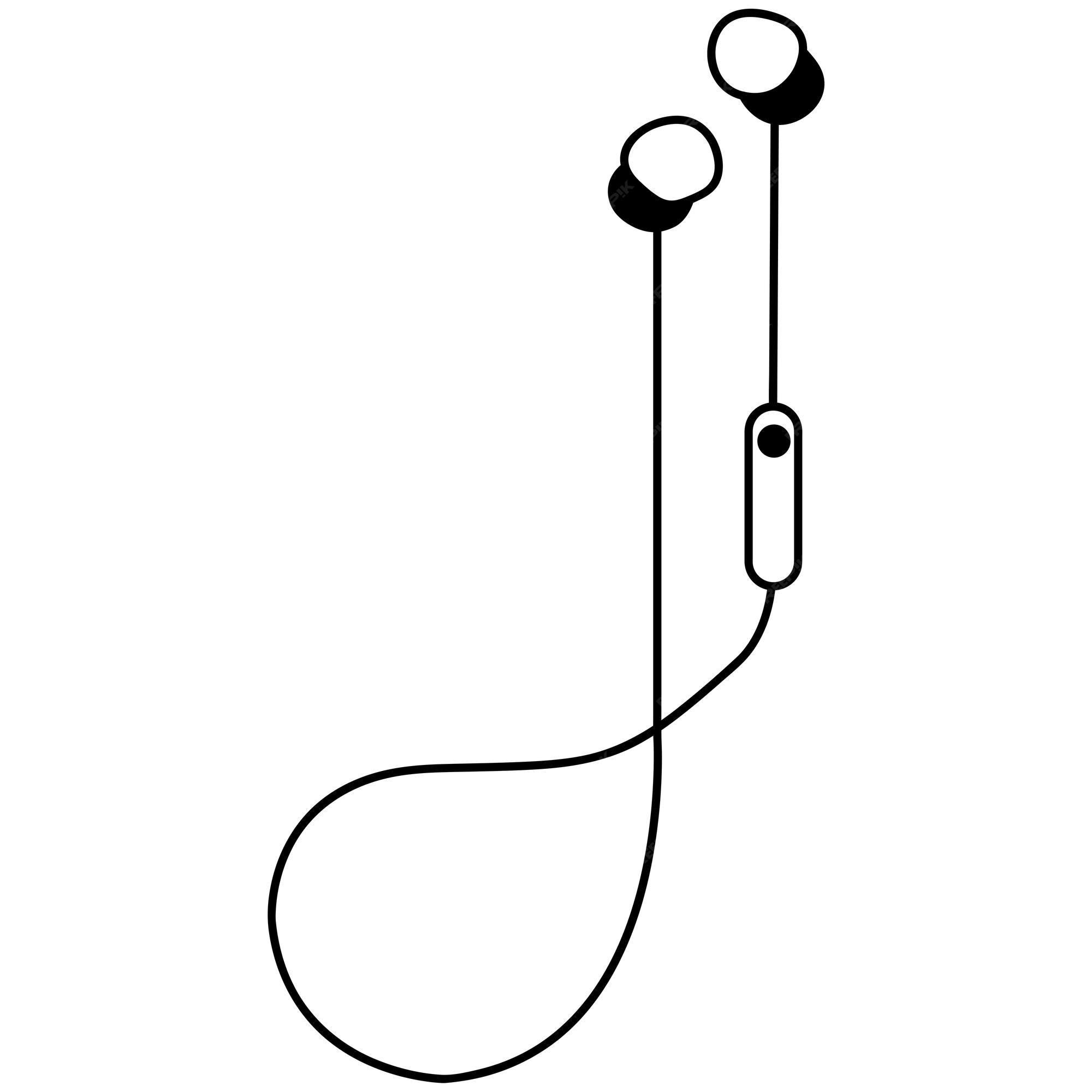 Auriculares para teléfono móvil con cable bluetooth en forma de cabeza.  recurso gráfico. icono. tecnología. negro