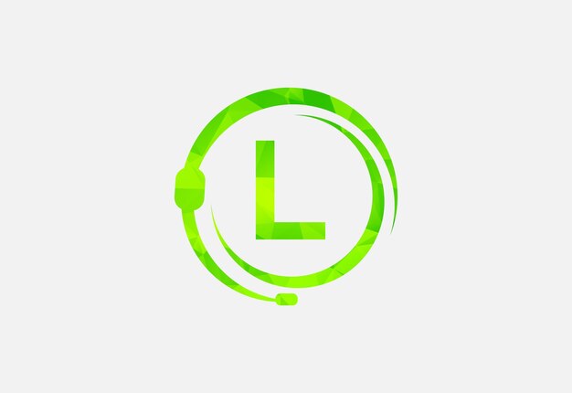 Auriculares verdes Vector de nodo triangular con la última L