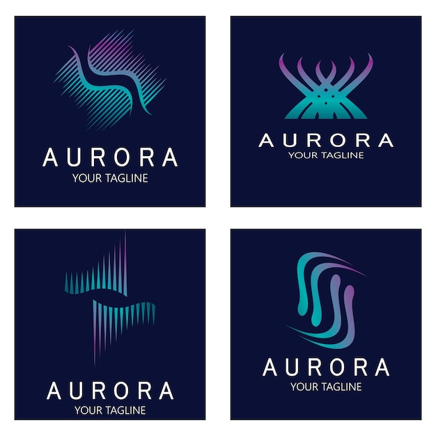 Aurora logo diseño icono ilustración vector plantilla