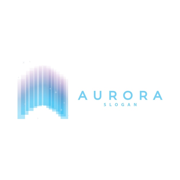 Aurora Logo Luz Onda Vector Naturaleza Paisaje Diseño Producto Marca Plantilla Ilustración Icono