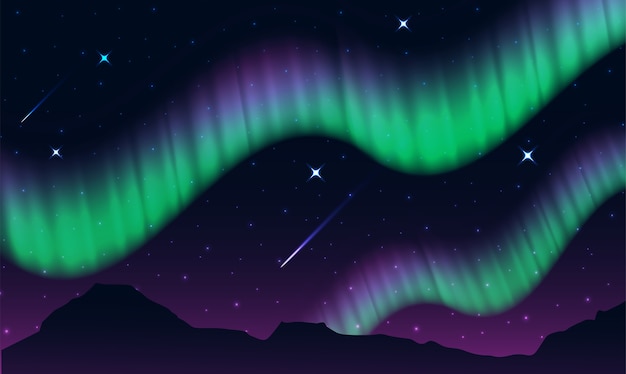 Vector aurora, luces polares, luces del norte o luces del sur es una pantalla de luz natural