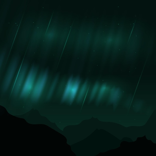 Aurora mountain vector illustration fondo de pantalla tosca y negro