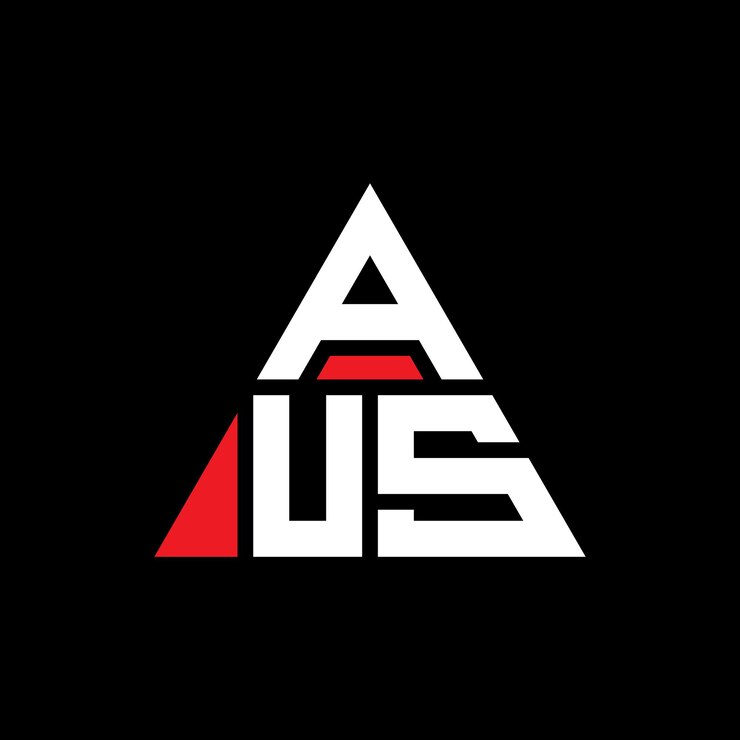 Vector aus diseño de logotipo de letra triangular con forma de triángulo aus diseño del logotipo triangular monograma aus plantilla de logotipo vectorial triangular aus con color rojo logotipo triangulares aus sencillo elegante y lujoso