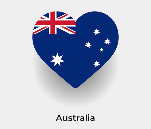 Australia bandera corazón forma icono vector ilustración